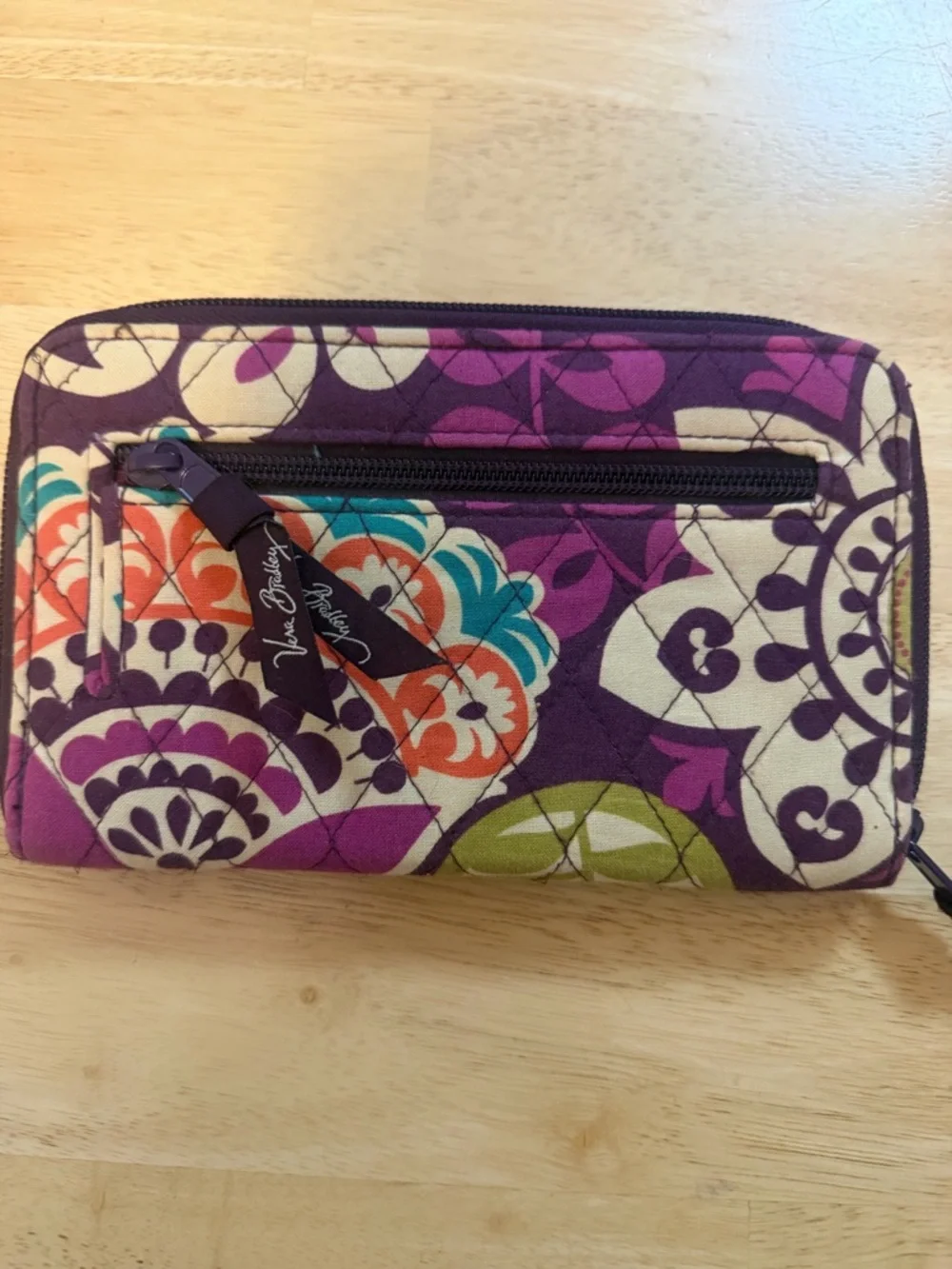 Vera Bradley Purple Multi Floral Quilted Wallet with Silver Turn-Lock - Picture 2 of 5